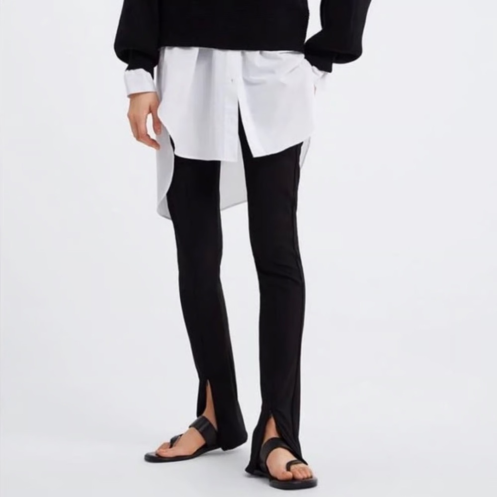 Zara Flare Slit Ribbed Leggings